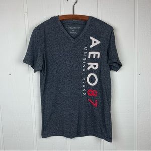 Men's Aeropostale Gray V-Neck Short Sleeve T-Shirt Size Small